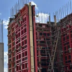Vertical formwork for a public and commercial complex in the village of Sknyliv