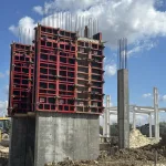 Vertical formwork for a public and commercial complex in the village of Sknyliv