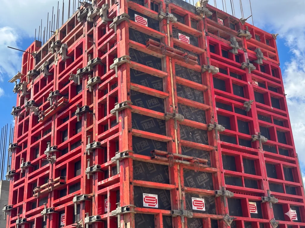 Vertical formwork for a public and commercial complex in the village of Sknyliv