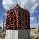 Vertical formwork for a public and commercial complex in the village of Sknyliv